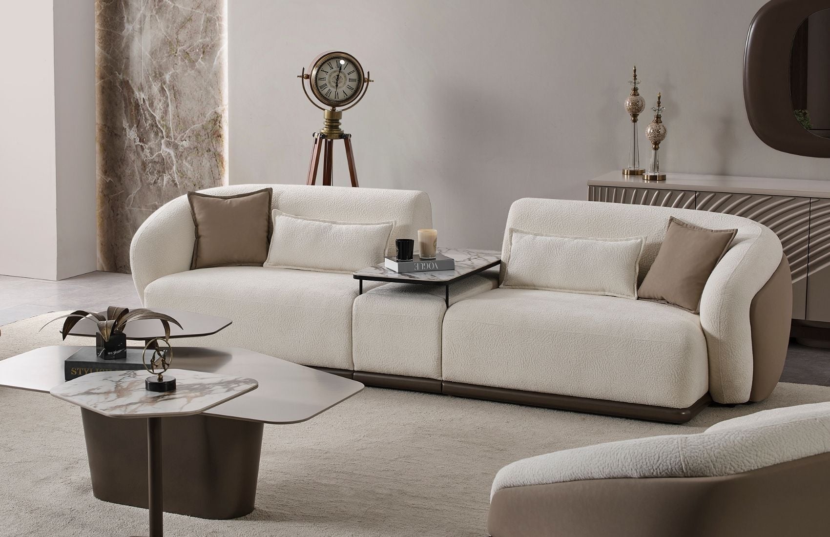 Latte Sehpa Modüllü Üçlü Koltuk