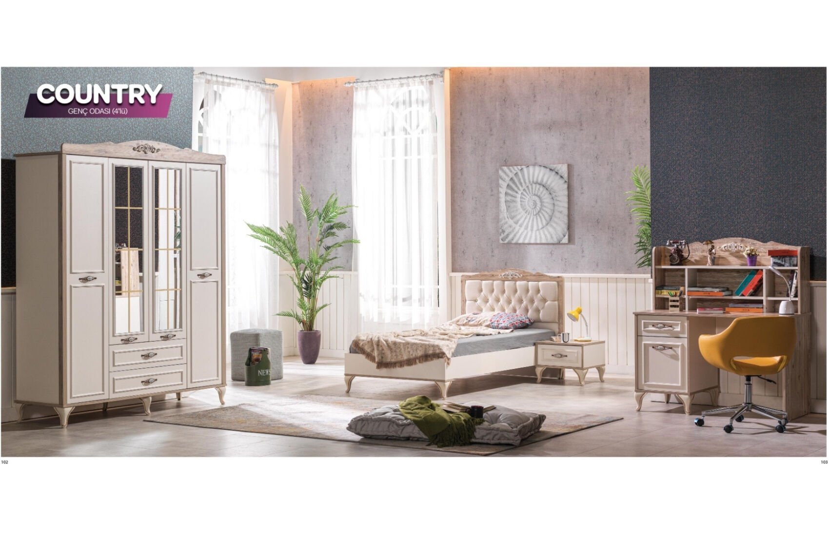 Country Genç Odası (4'lü Dolap)