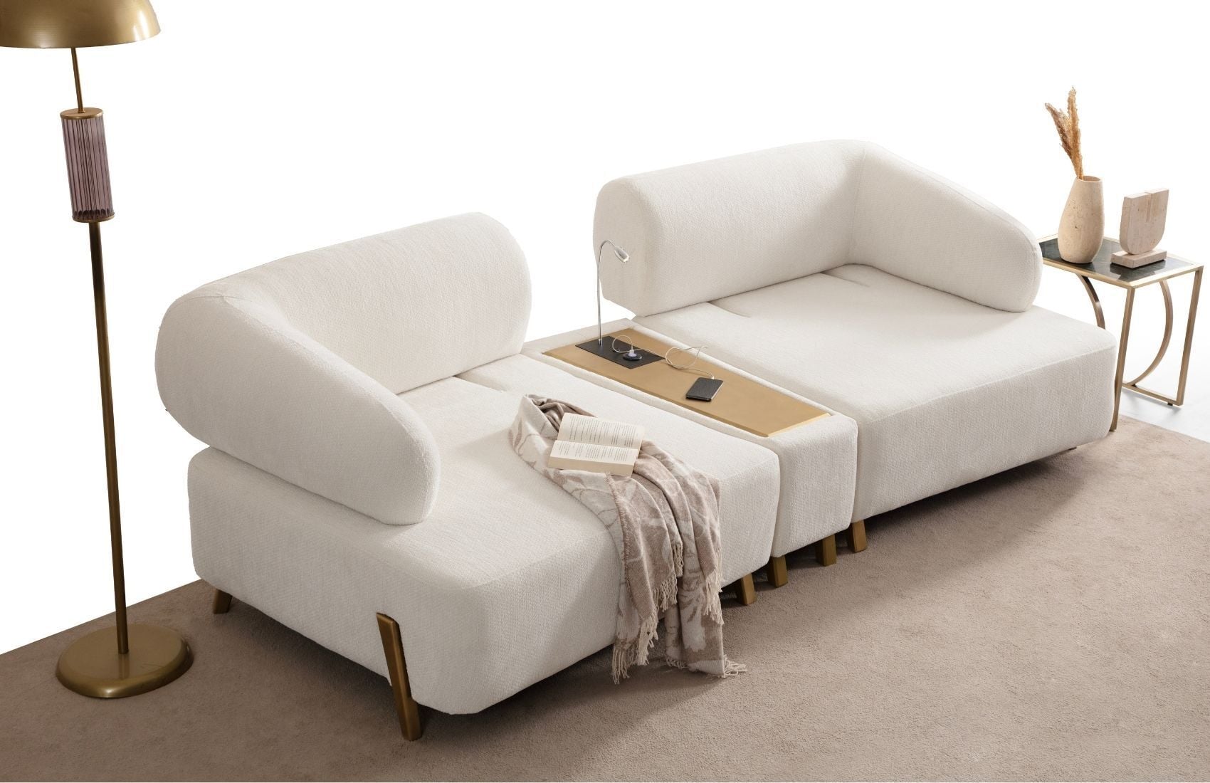 İlyora Antik Üçlü Sehpalı Koltuk