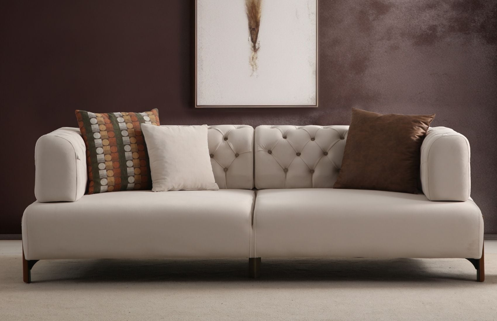 Cratos Wood Üçlü Kapitoneli Koltuk