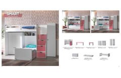 Smart Genç Odası  Takımı Pembe (3'lü Dolap)
