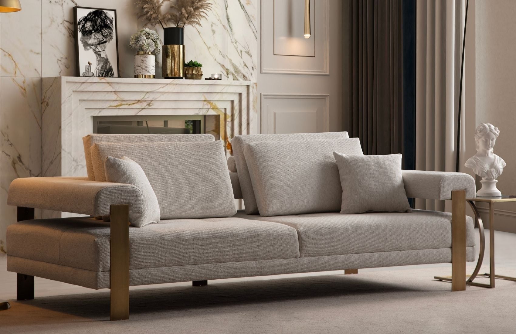 Deep Living Antik Üçlü Koltuk