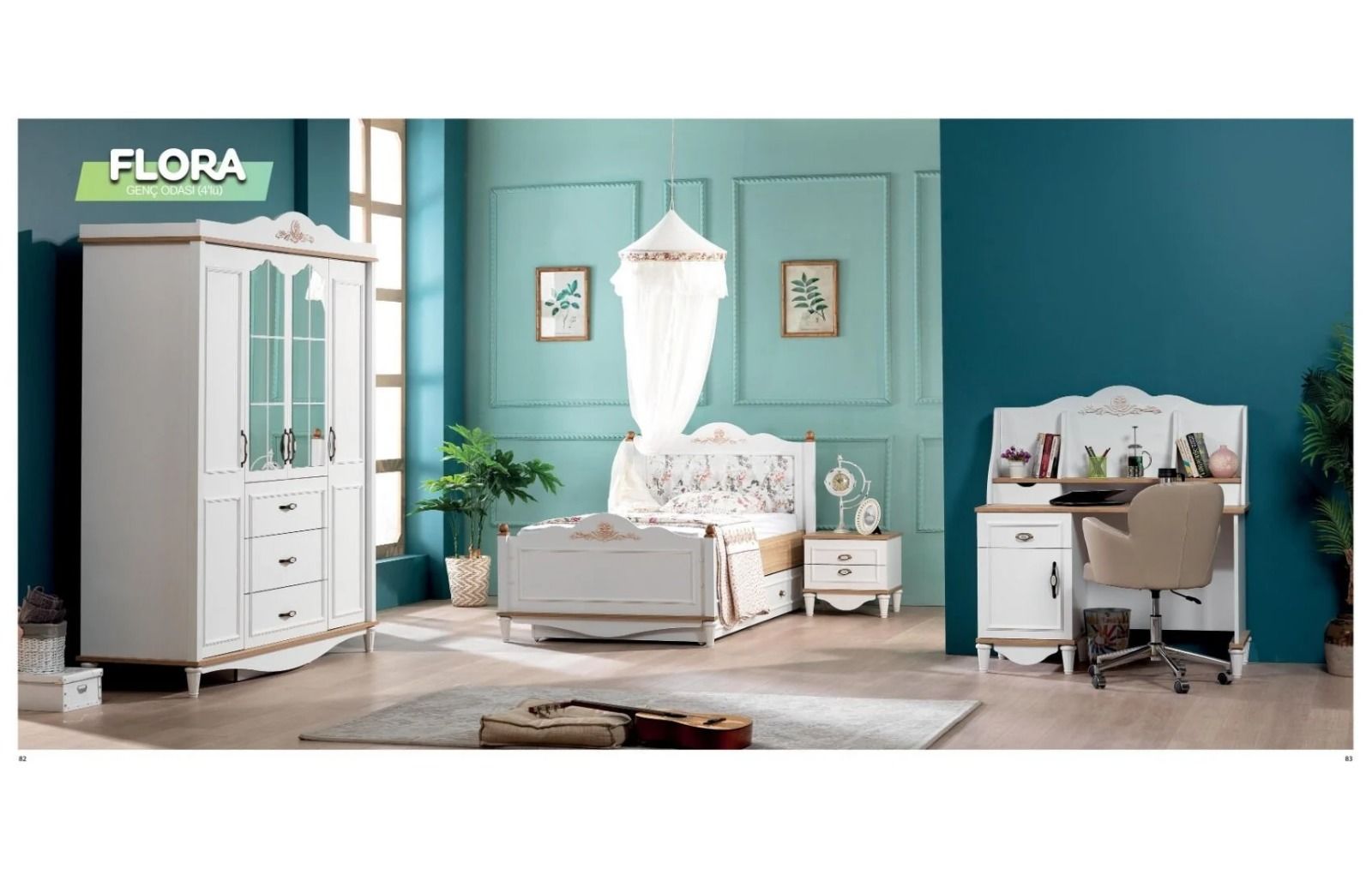 Flora Genç Odası Takımı (4'lü Dolap)