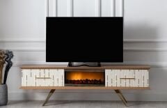 490 Şömineli Tv Ünitesi Beyaz