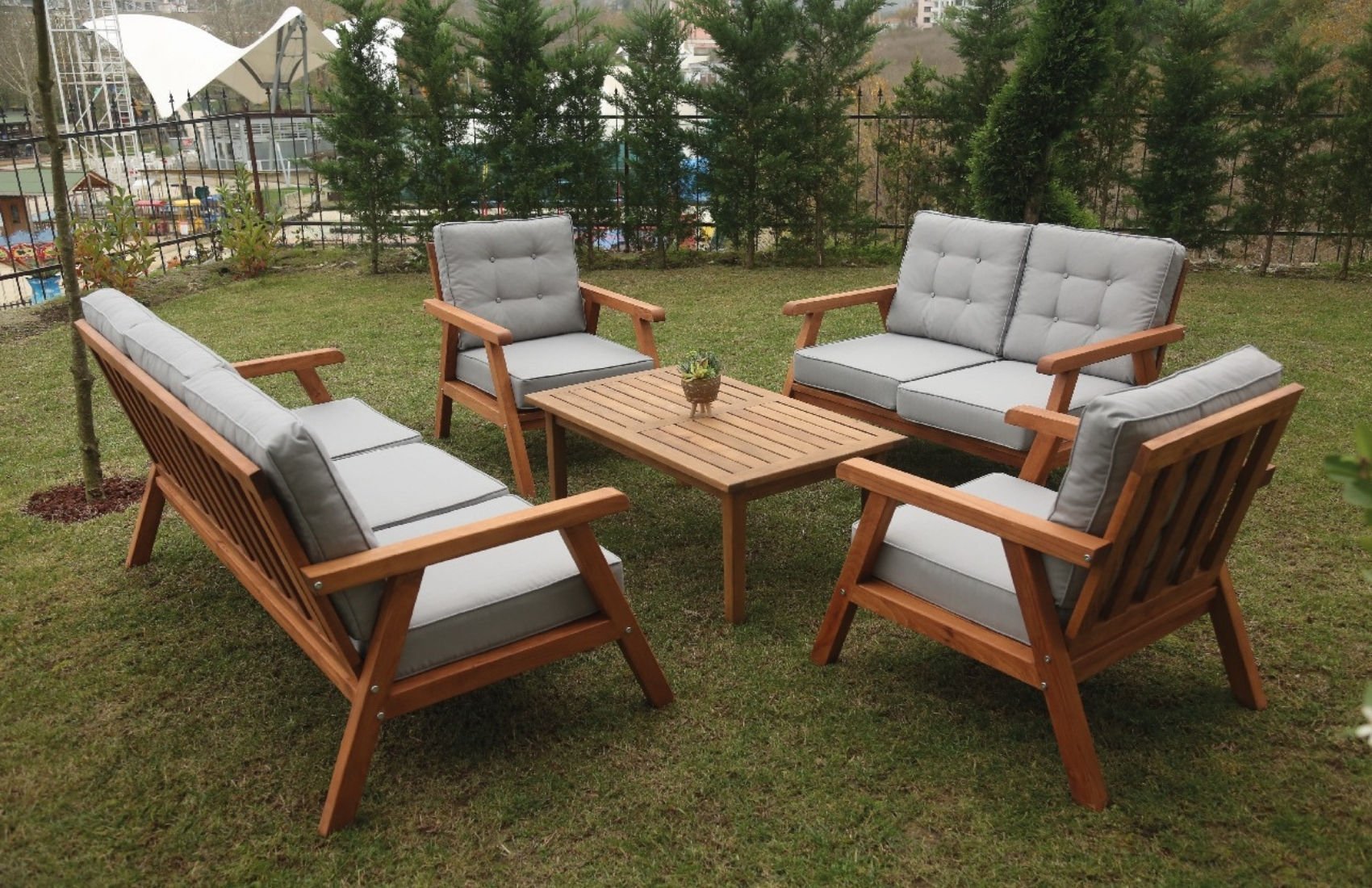 Brüksel Kestane Bahçe Takımı (Gri)