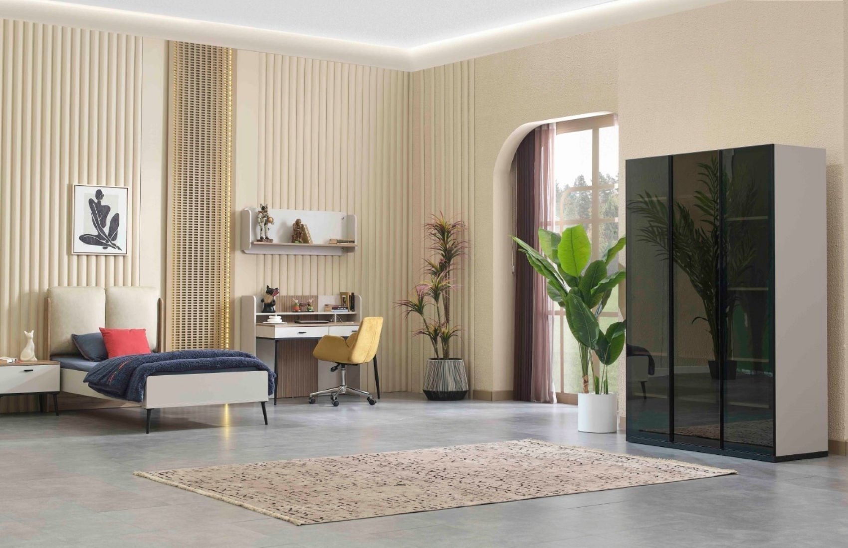 Roma Genç Odası Takımı(3 Kapılı Cam)