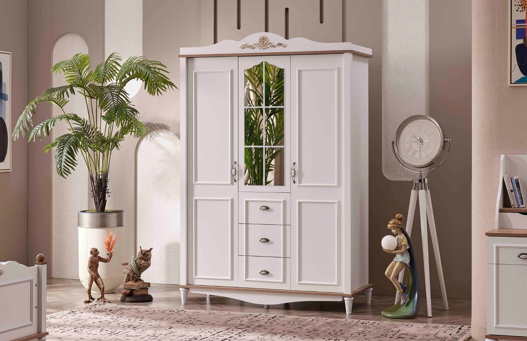 Flora Genç Üç Kapılı Gardırop