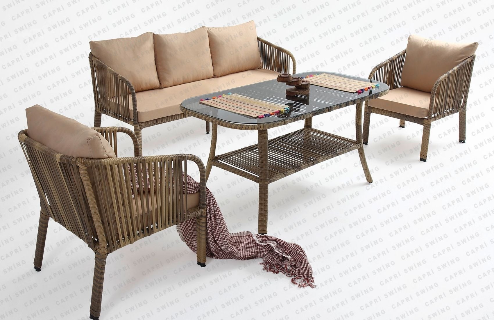 Artemis Üçlü Oturma Grubu (Açık Kahve)