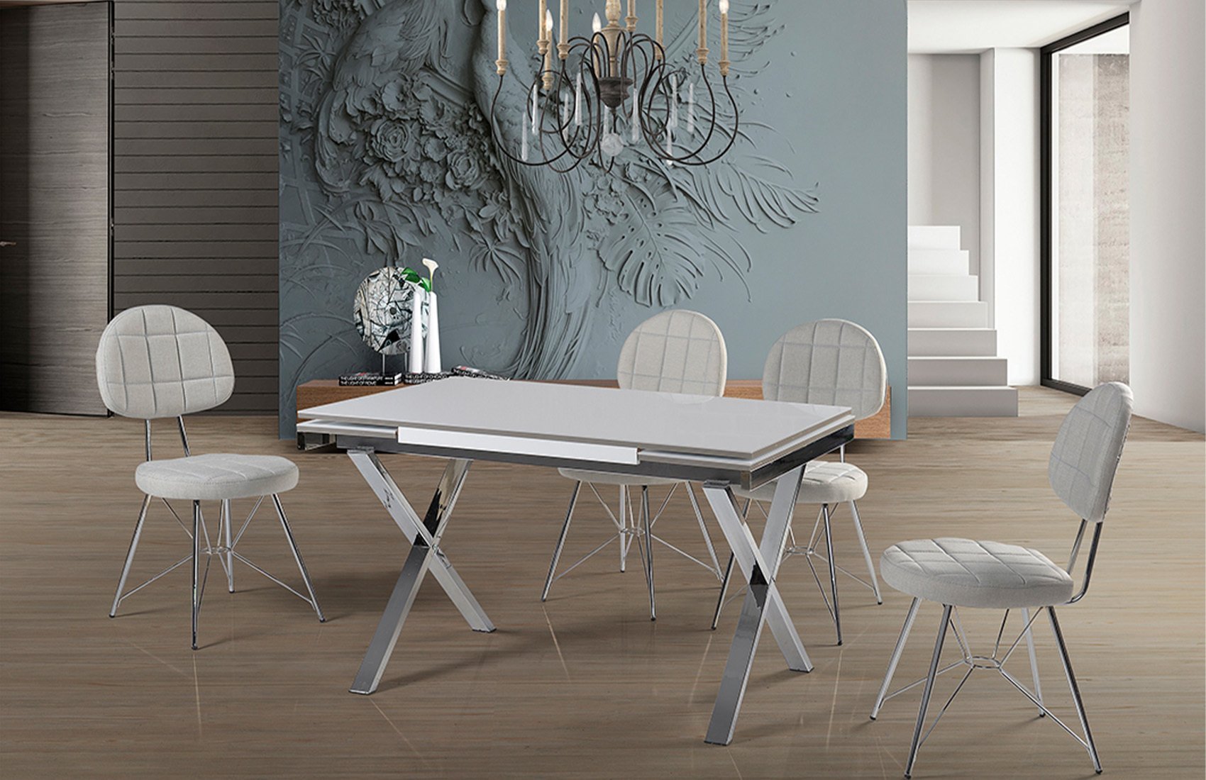 Dubai Beyaz Krom Masa Takımı